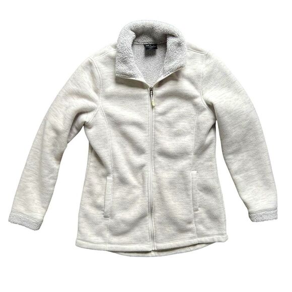 32 Degrees Sherpa Lined Off White Gray Fleece Jacket Full Zip Women's size Med - Picture 1 of 8